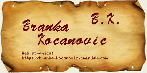 Branka Kocanović vizit kartica